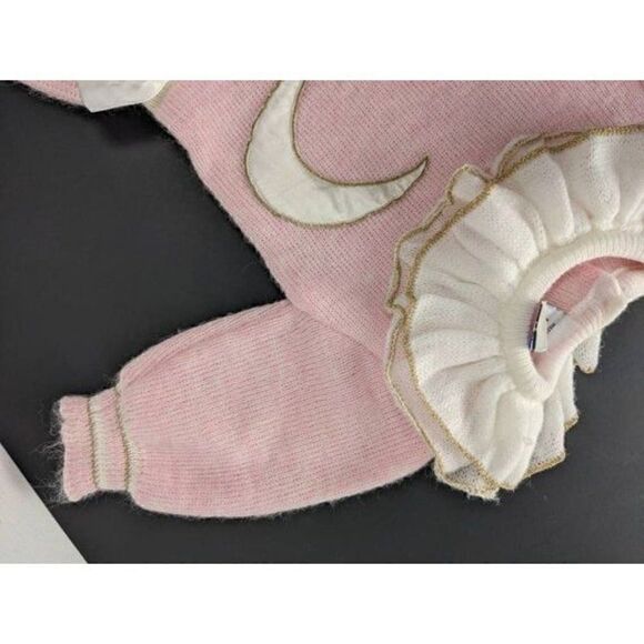 Vintage Knit baby dress, Girls Pink knit dress,  T-2 Clayeux France - Picture 6 of 7